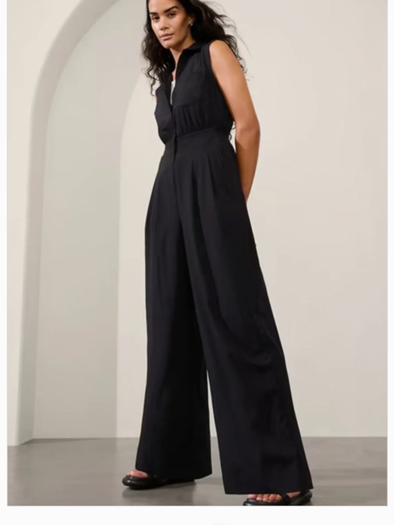 Athleta Brooklyn Heights Wide Leg Jumpsuit Black Size 4